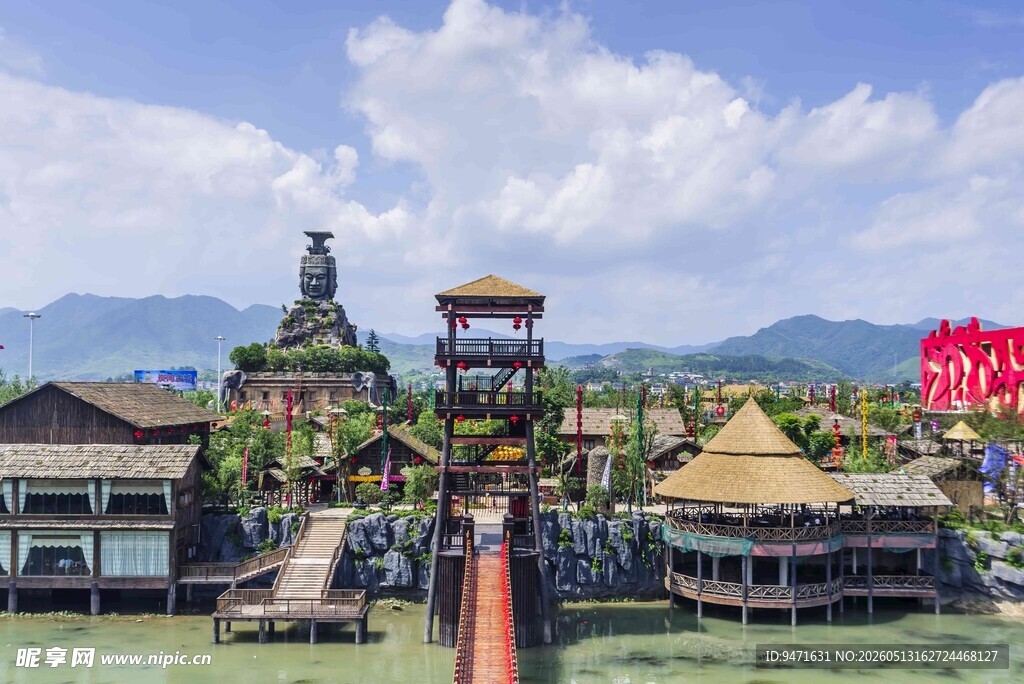 炭河千古情水上特色建筑群景观