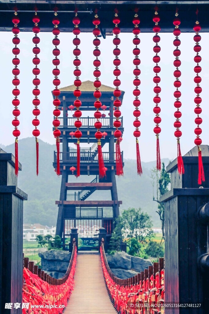 炭河千古情的喜庆红灯笼