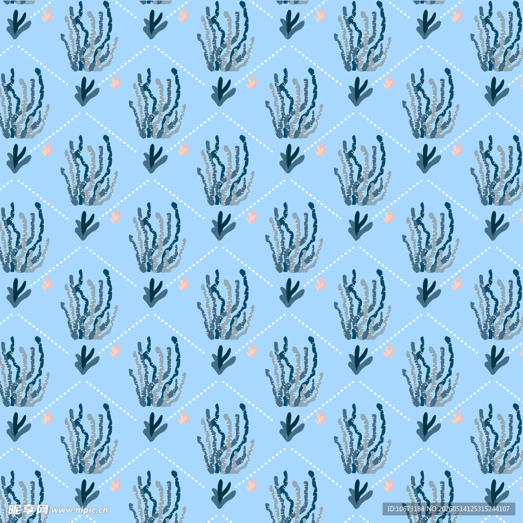 蓝色水草图案背景