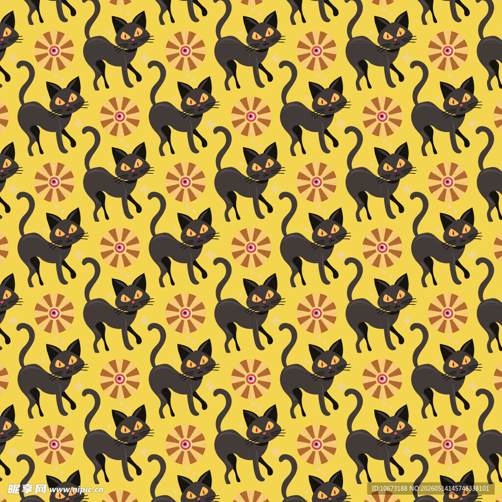 黑猫糖果图案背景图