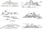 简约山水风景矢量插画