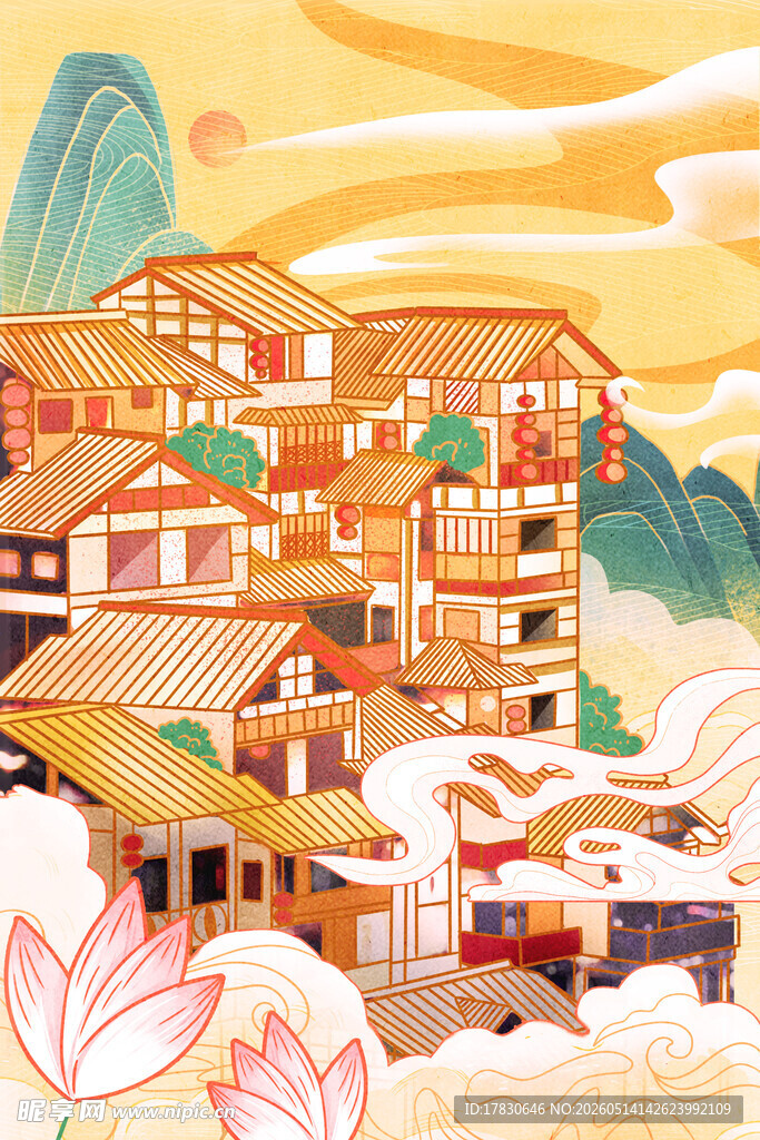 古风山村云端上的诗意居所