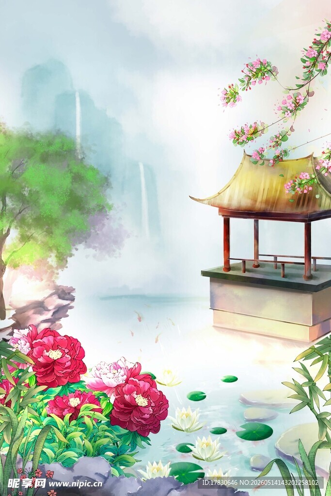 湖畔亭景繁花相伴