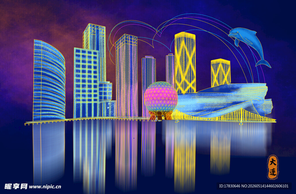 梦幻都市夜景建筑风光