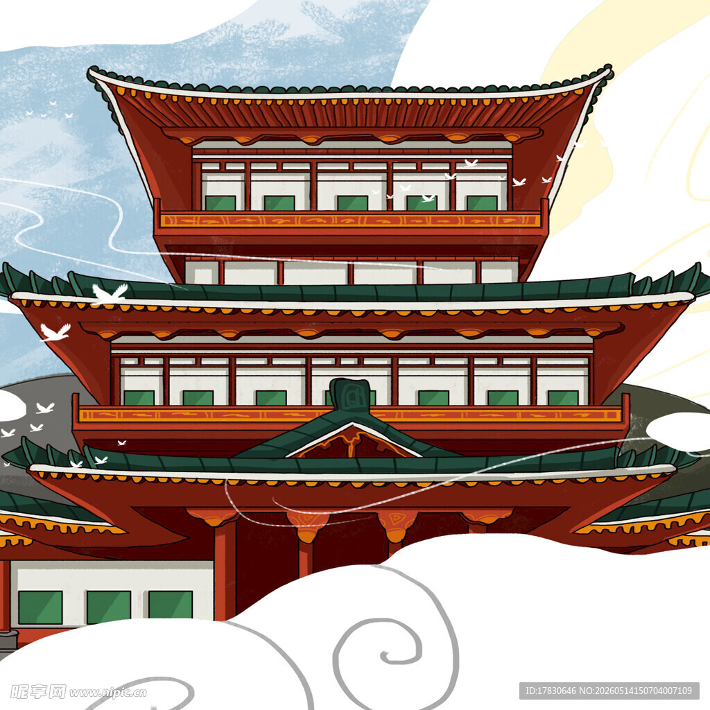 中式传统古建筑塔楼
