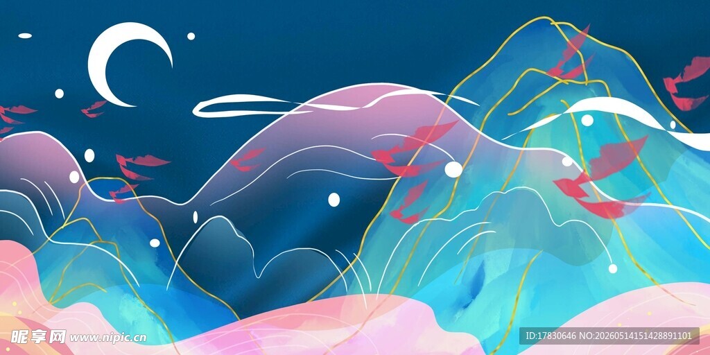 梦幻星空下的奇幻山川