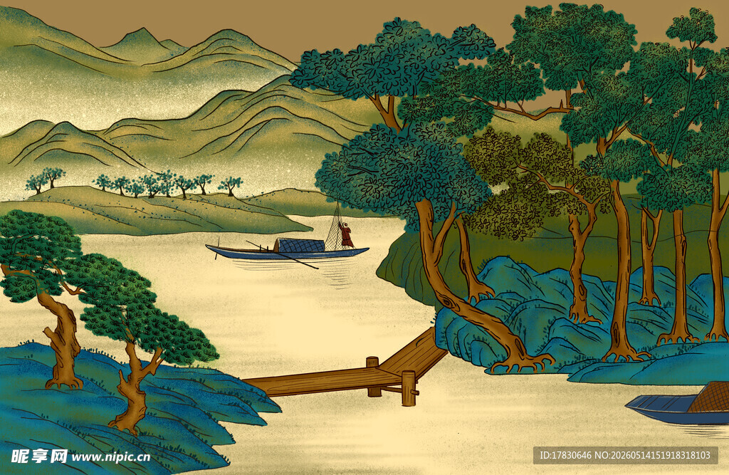 中式山水风景图