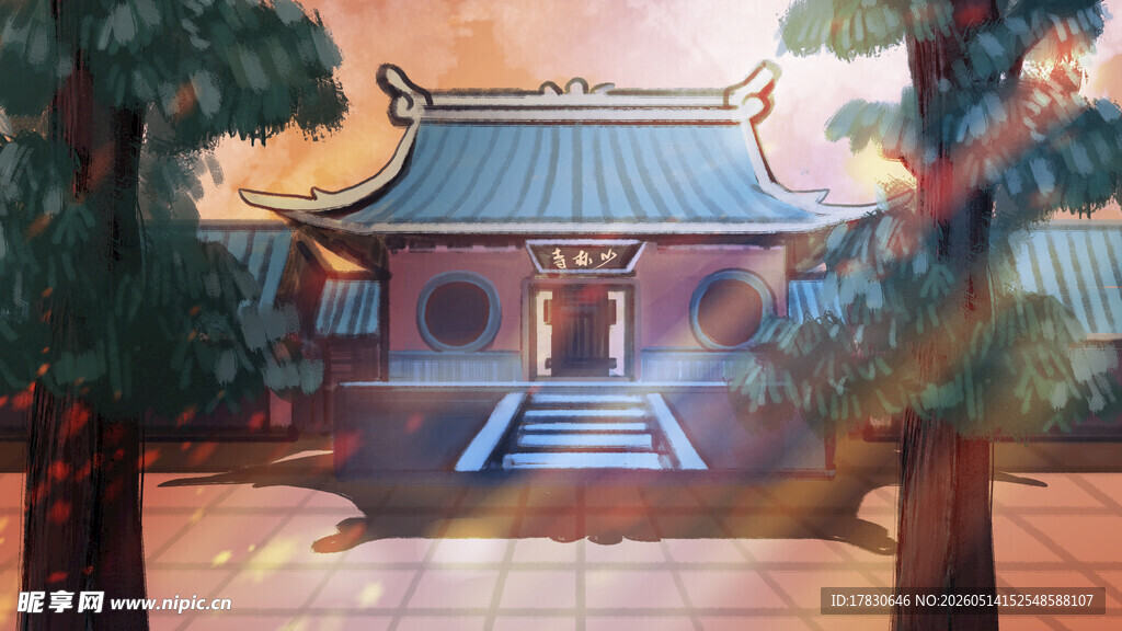 古雅中式庙宇景观