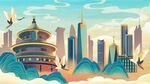 城市与古建筑的梦幻图景