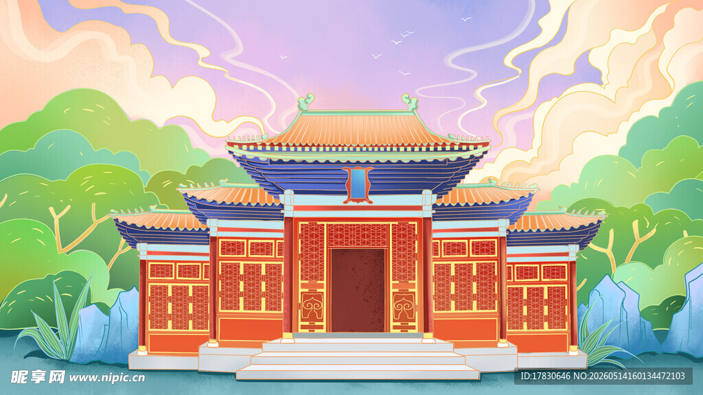 古风中式宫殿建筑景观