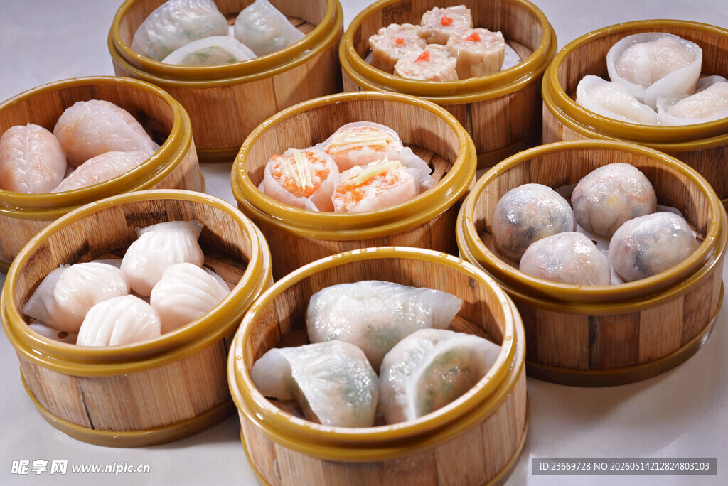 美味多样的中式蒸笼点心