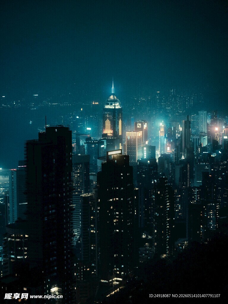 夜幕下璀璨的都市天际线