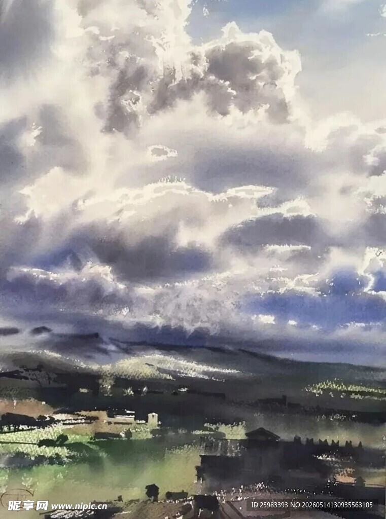 风景水彩画