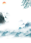 古风山水背景海报