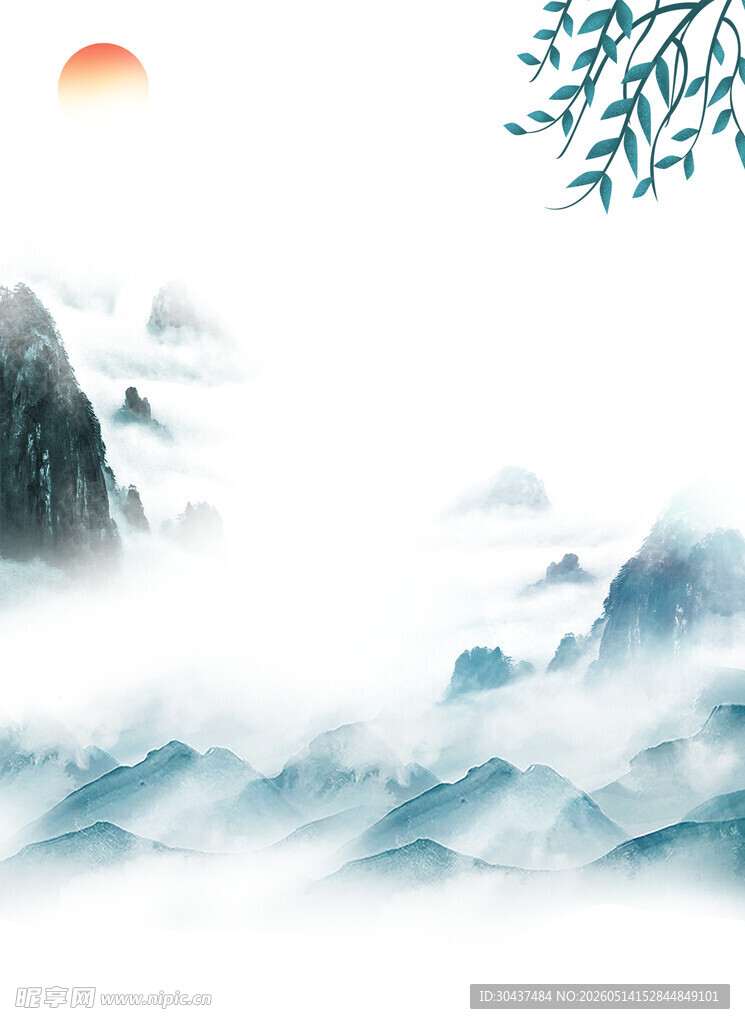 古风山水背景海报