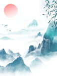 古风山水背景海报