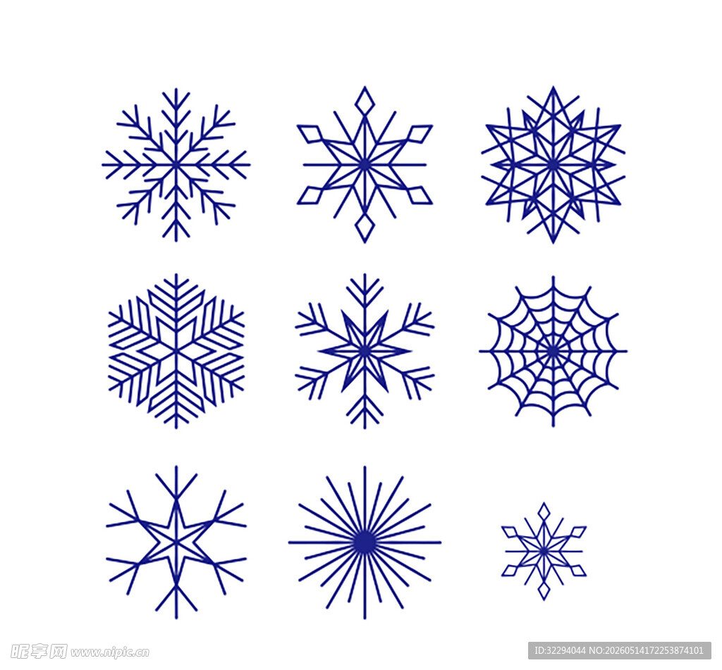 多样雪花图案设计素材