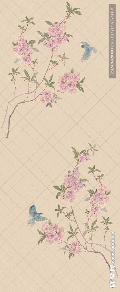 中式花鸟图案设计素材
