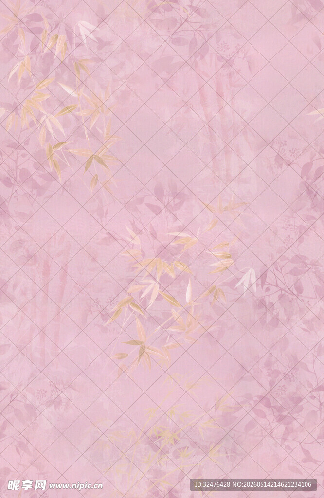 淡粉底色带金色花纹纹理