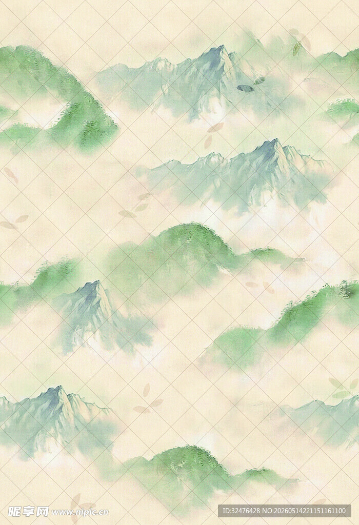 水墨群山淡彩背景图
