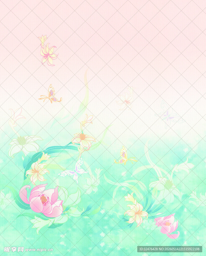 梦幻花卉插画汉服