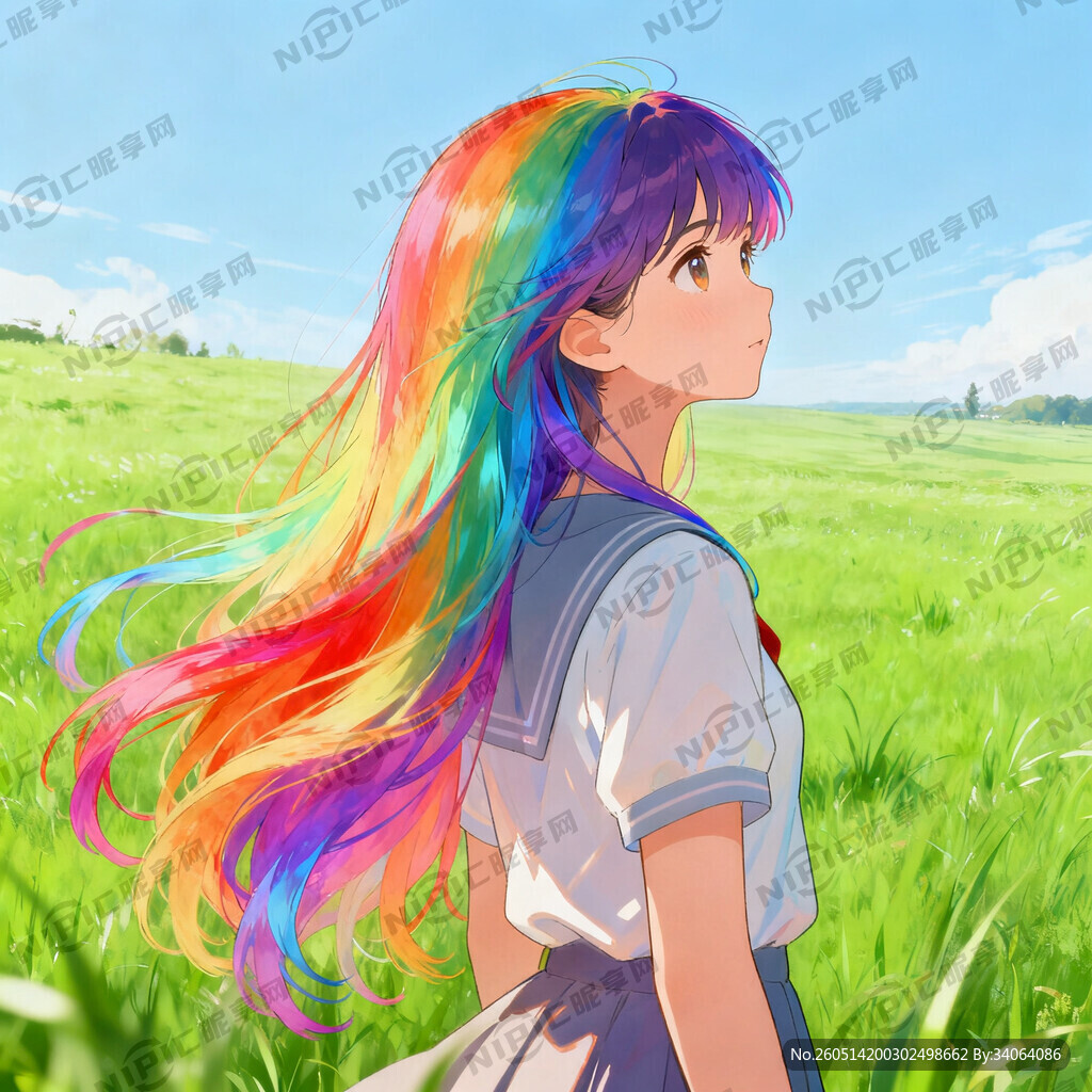彩虹少女 灵动。漂艺的长发