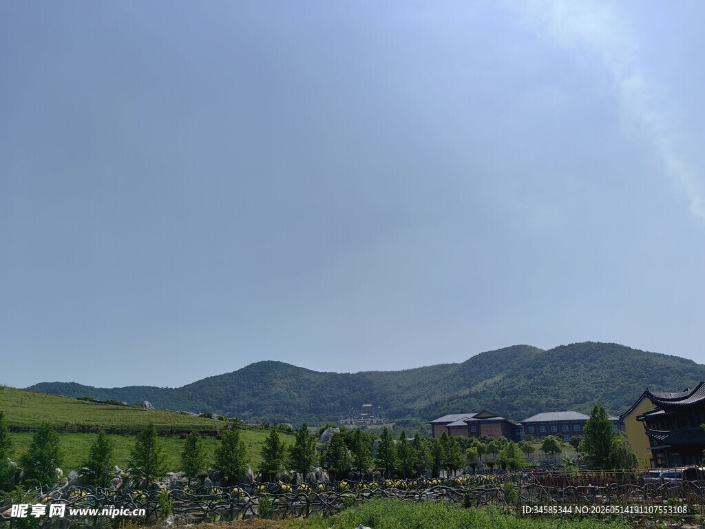 田园风光远山近景绿意浓
