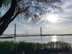 湖畔长桥映日风景如画