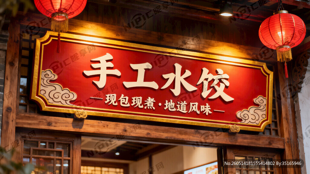 手工水饺门头