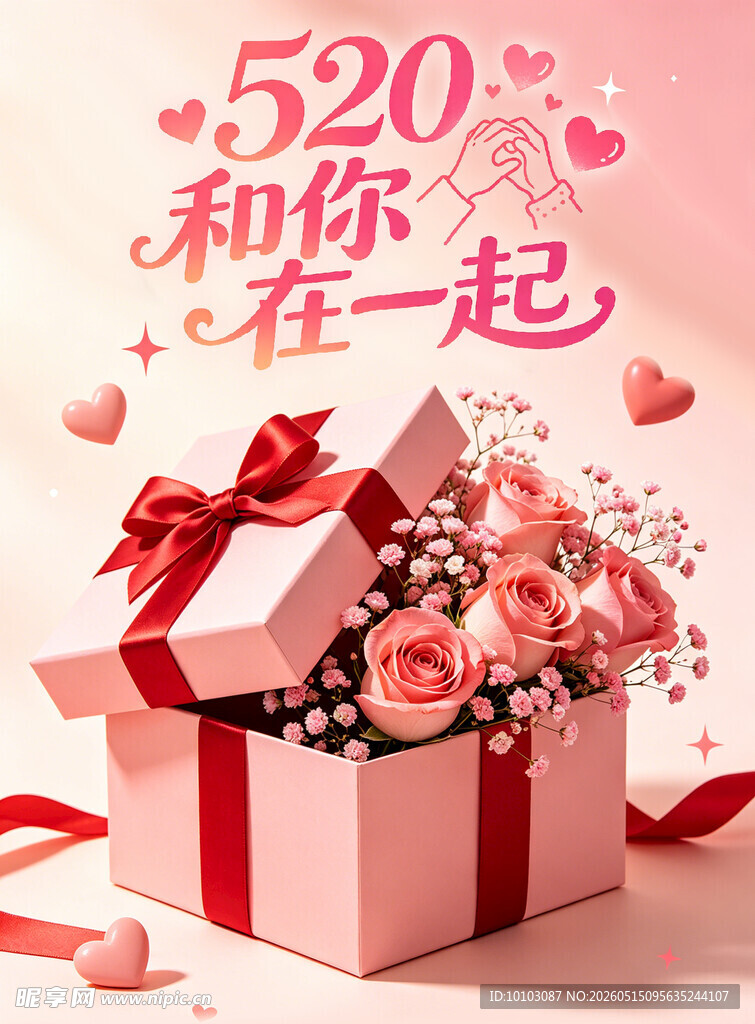 520浪漫礼盒与鲜花相伴