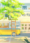 夏日街头的清新场景