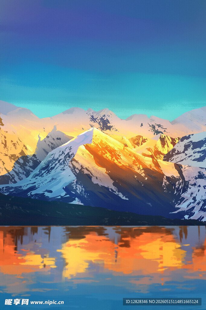 壮丽雪山湖景风光