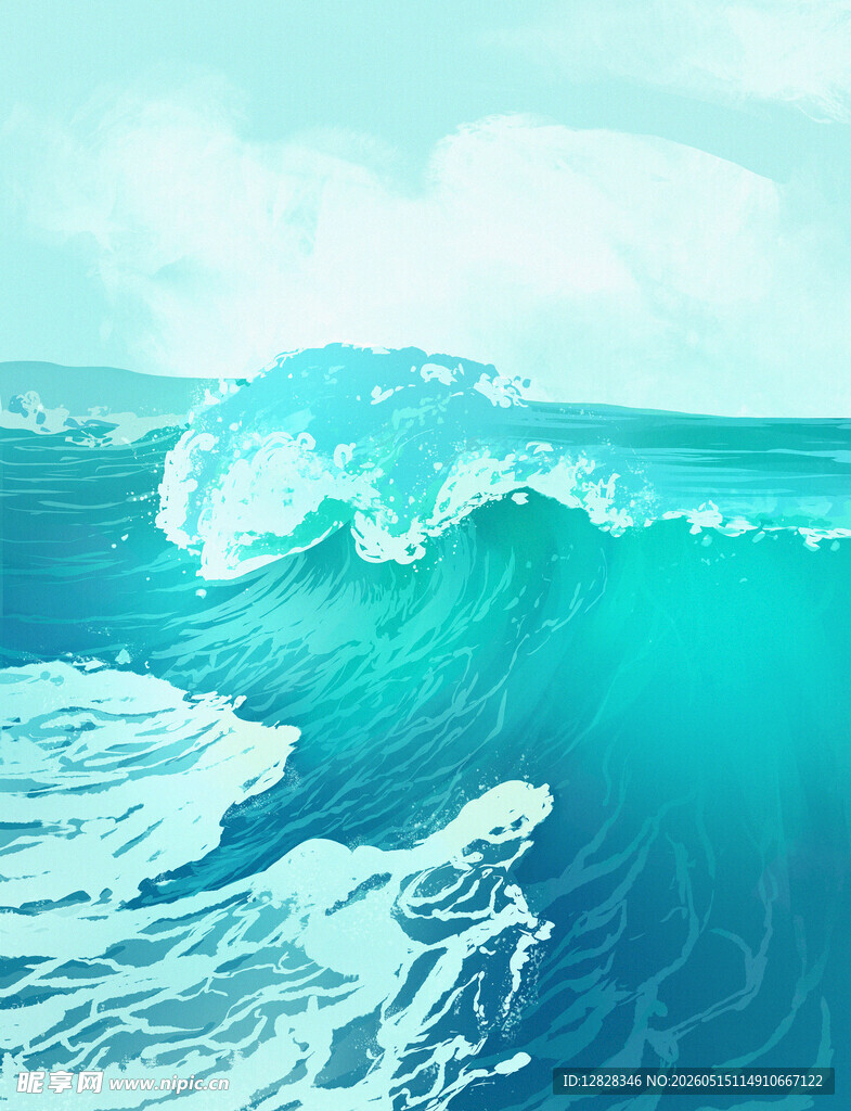 汹涌海浪蓝色海洋奇观