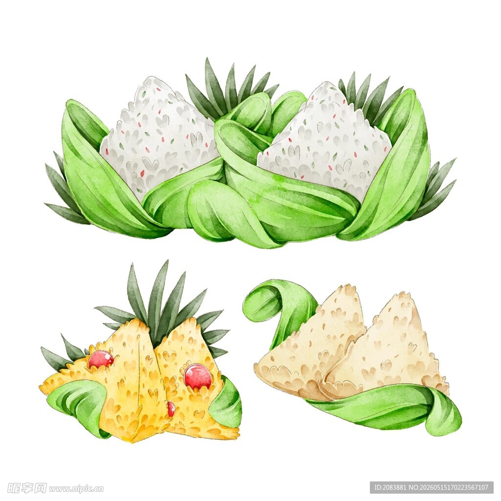 精致手绘端午美食粽子