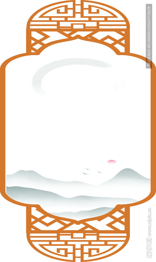 中式山水灯笼图案