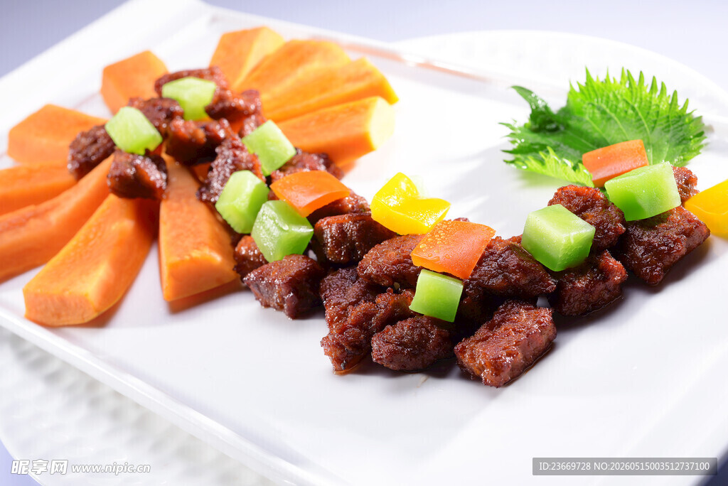 胡萝卜炒牛肉粒