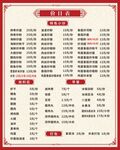 菜单价目表