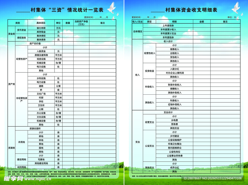 农村村部三资情况一览表