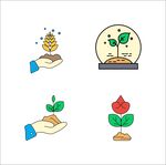 手与植物的创意图标集合