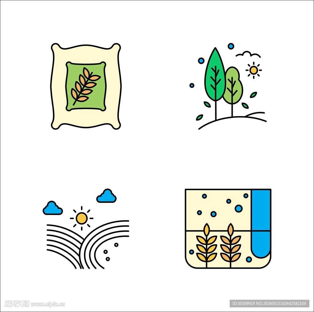 自然元素简约插画图案