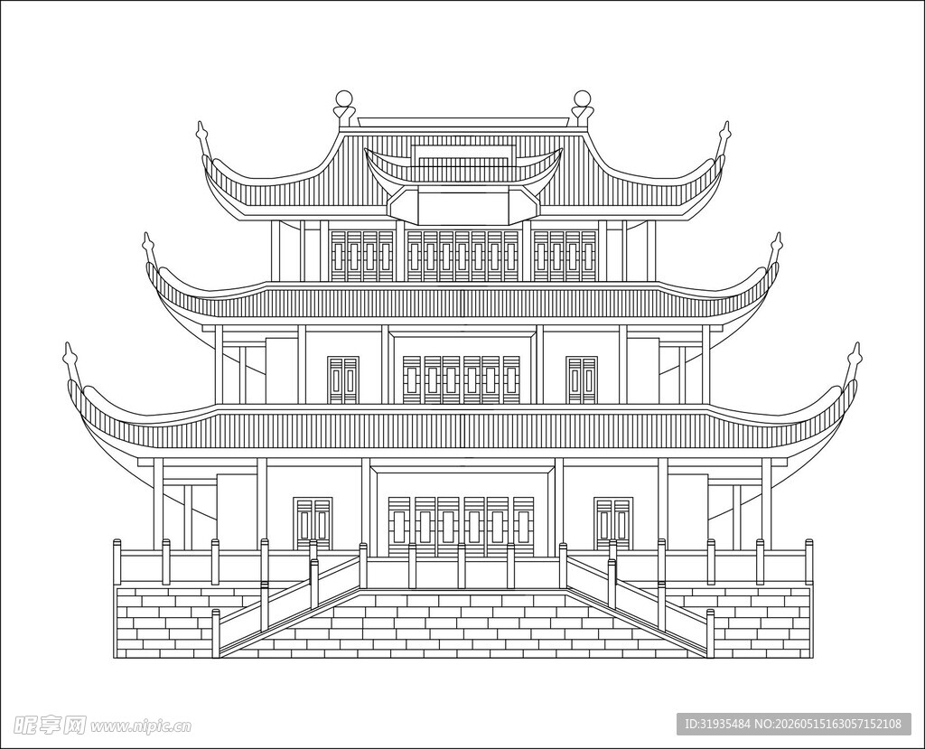 长沙天心阁线稿图