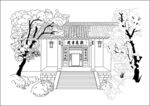 长沙岳麓书院线稿图