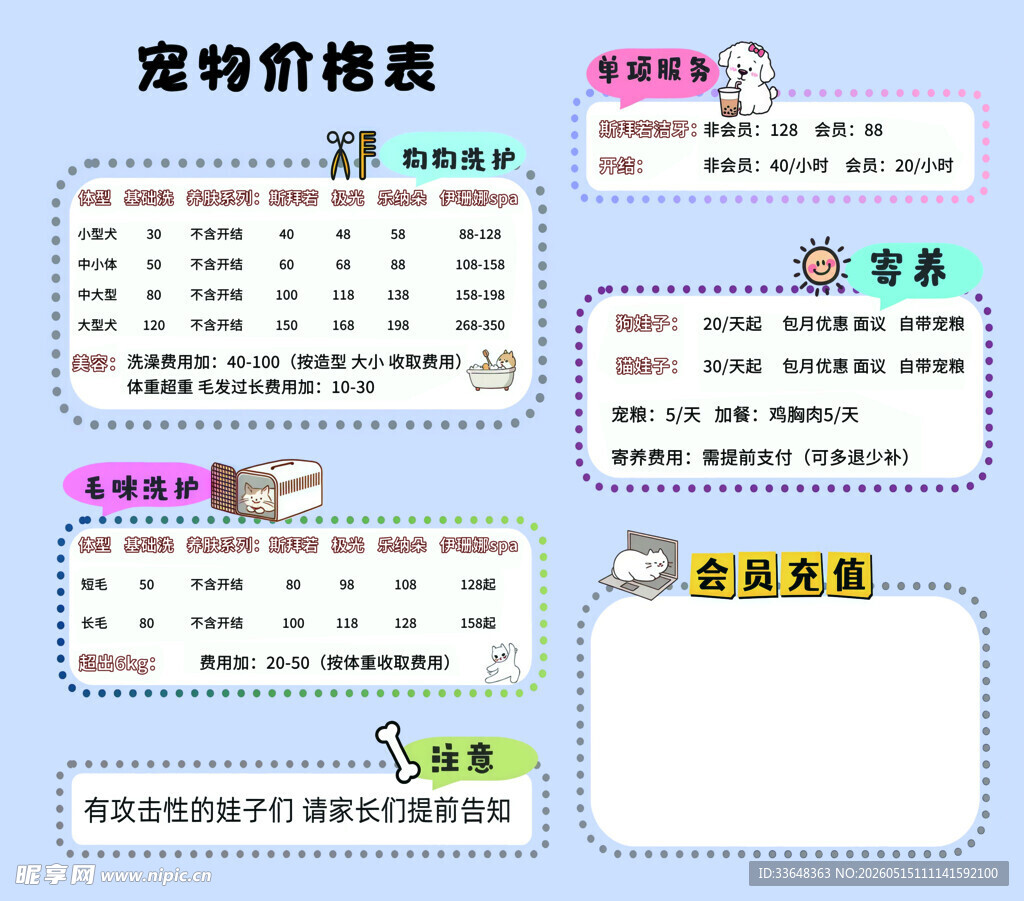 宠物价格表