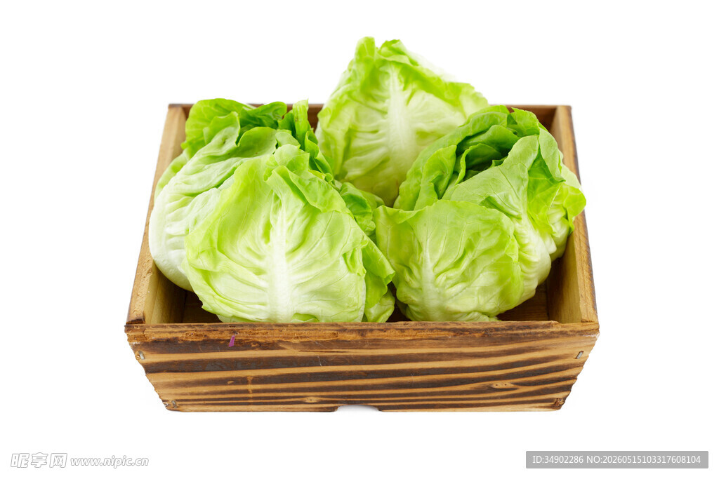 木盒中的新鲜卷心菜