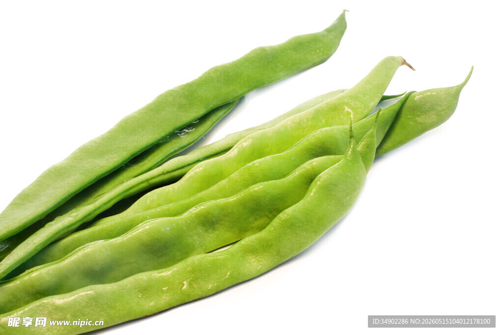 新鲜饱满的翠绿四季豆