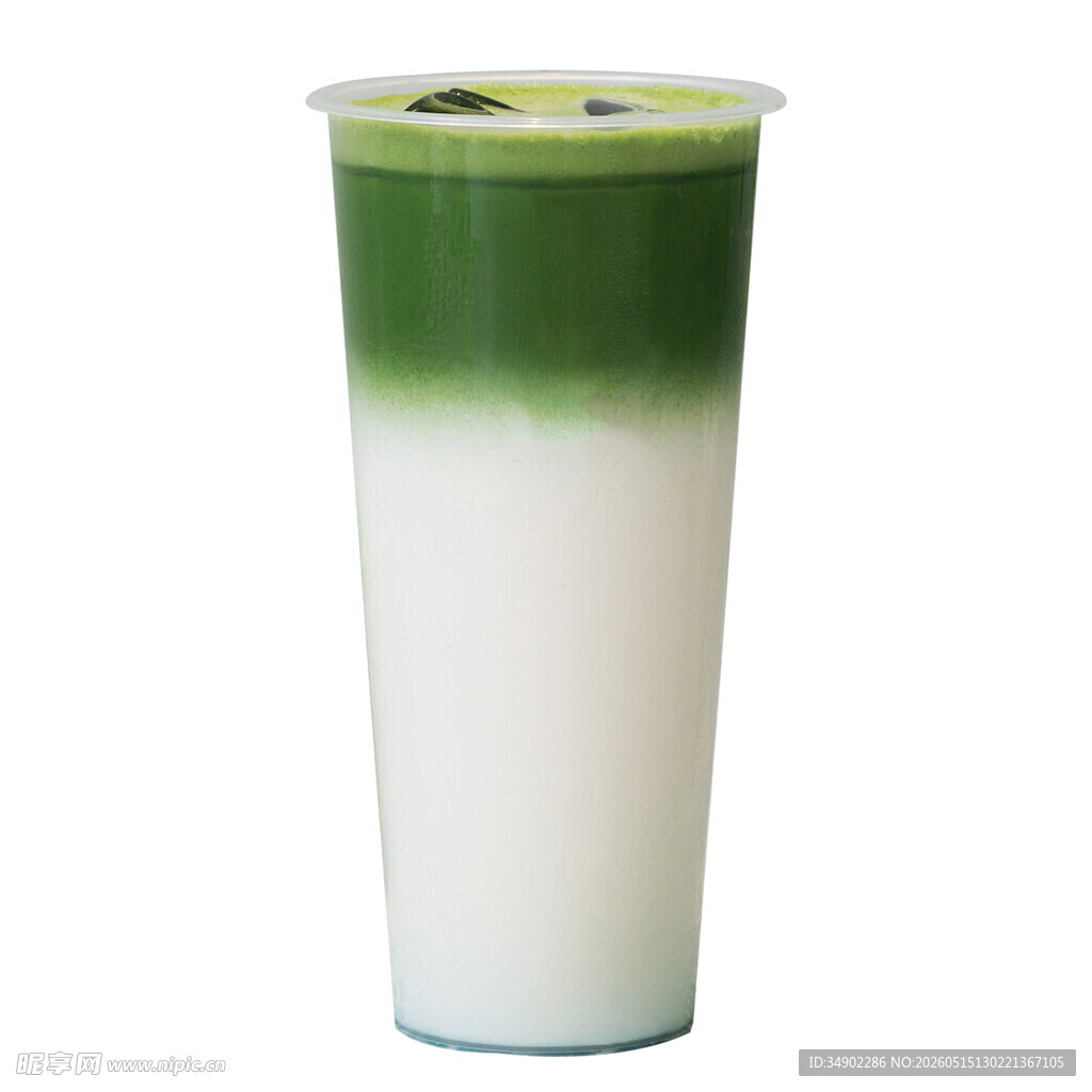 分层抹茶拿铁饮品