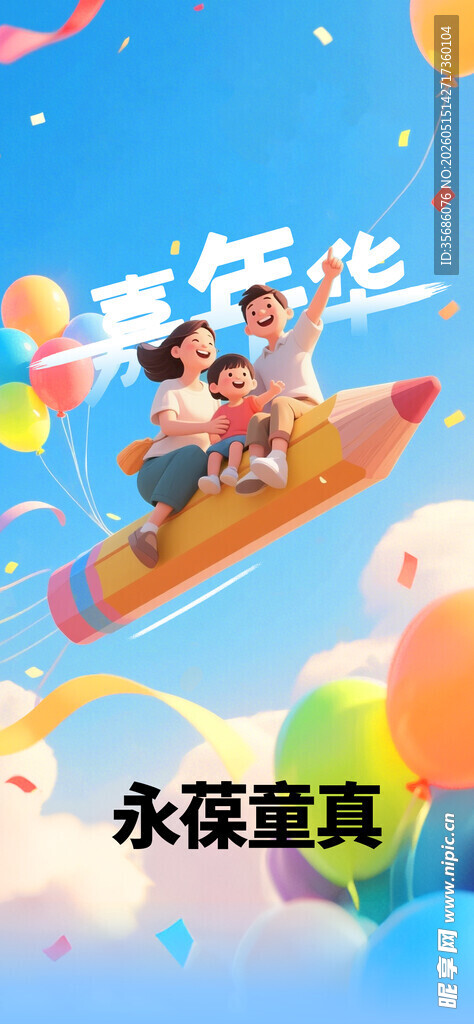 儿童乘火箭气球欢乐升空