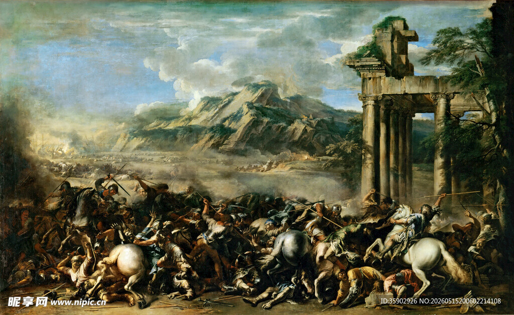 古代战争场景油画