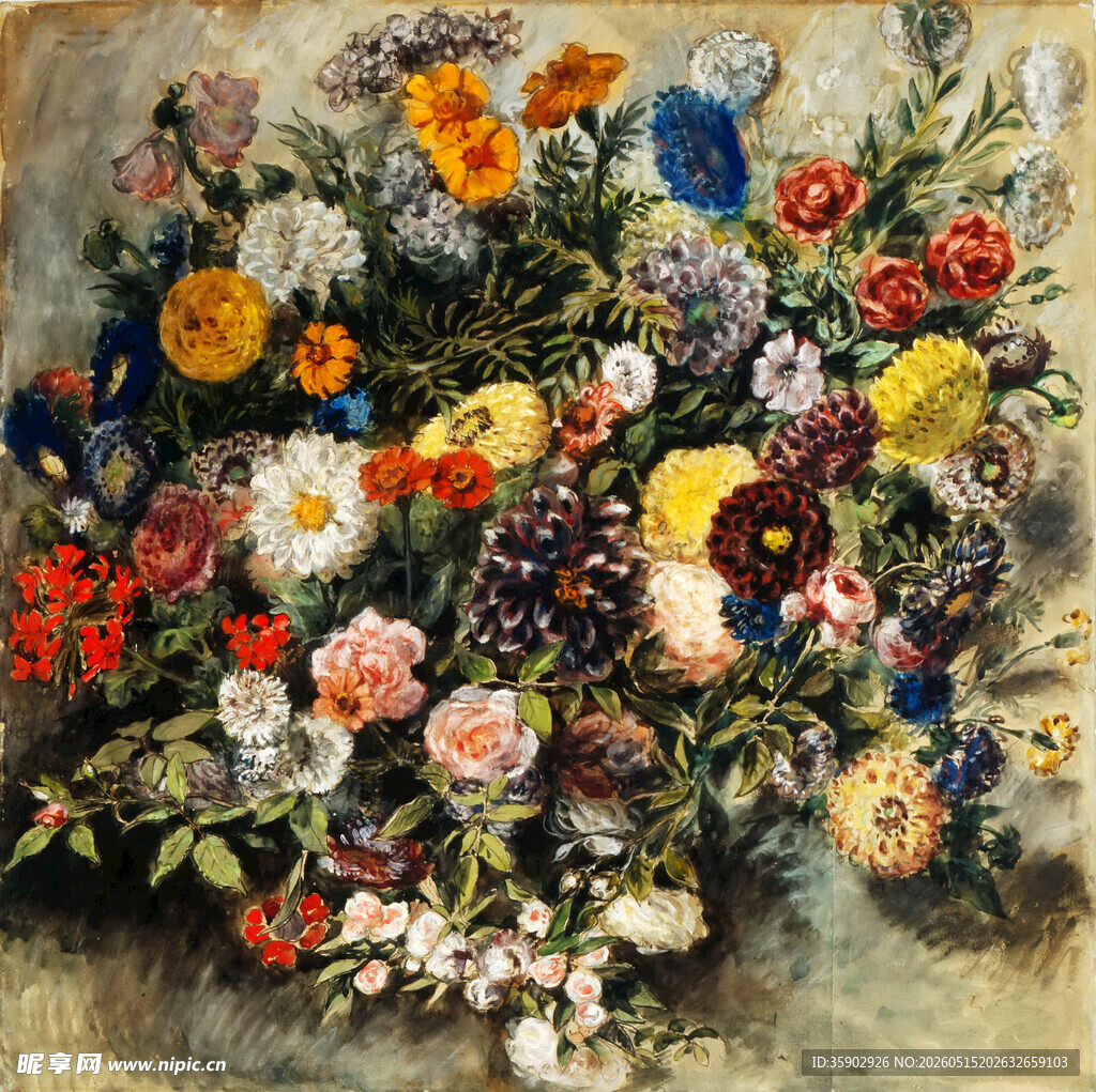 缤纷花卉油画作品