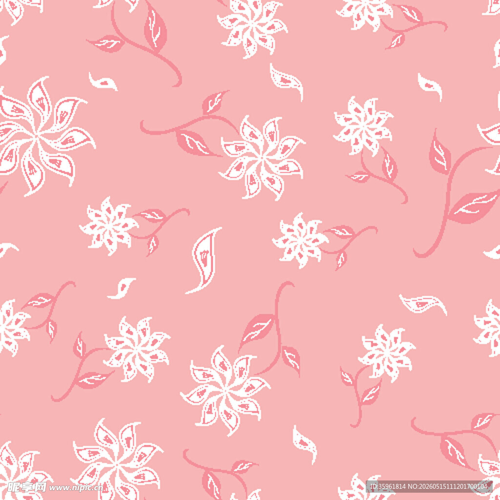 粉色雪花花卉无缝图案